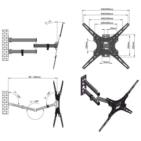 Rotatable Wall Mount Bracket for 26-55" TVs – TMX400 with Spirit Level