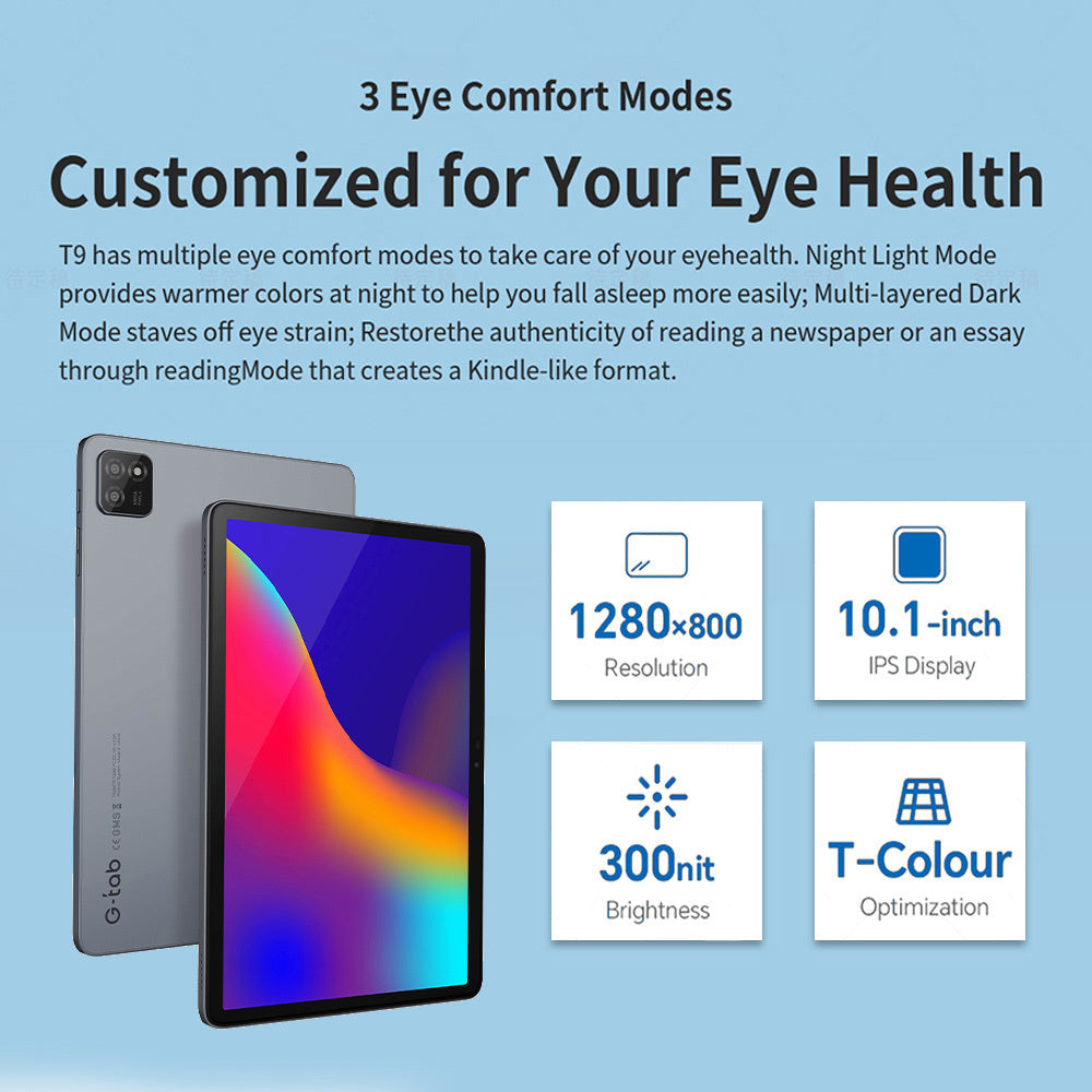 G-tab T9 - tabletti 10,1" Android 14, Rockchip RK3562, 3GB RAM, 64GB ROM, harmaa