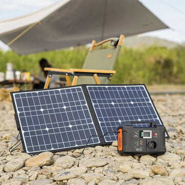 FlashFish E200 200W Kannettava Virtageneraattori – 40800mAh Aurinkovoimalla, 220V AC Pistorasia, 2 DC-Porttia, 3 USB-Porttia