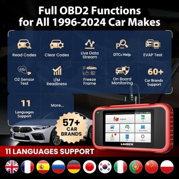 LAUNCH CRP123X V2.0 OBD2 Diagnostiikkatyökalu – 2500 Uuden Version Scanneri Öljy/SAS Nollaus, Moottori, ABS, Airbag, SRS, AT Koodinlukija – Ilmainen Päivitys 2024 Globaali Versio