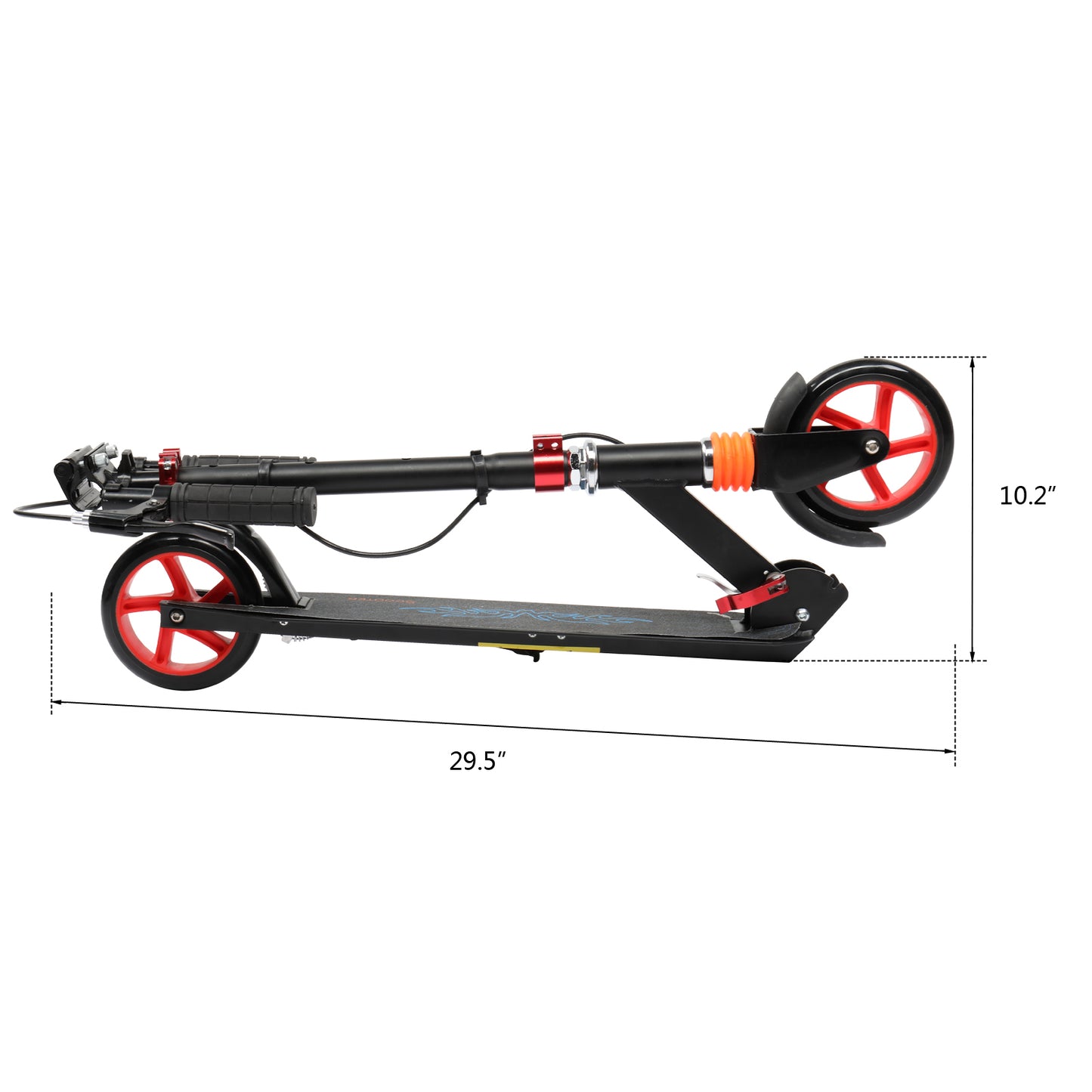 Scooter aikuisille ja nuorille, 3 korkeussäädettävää, helposti taittuva, punainen