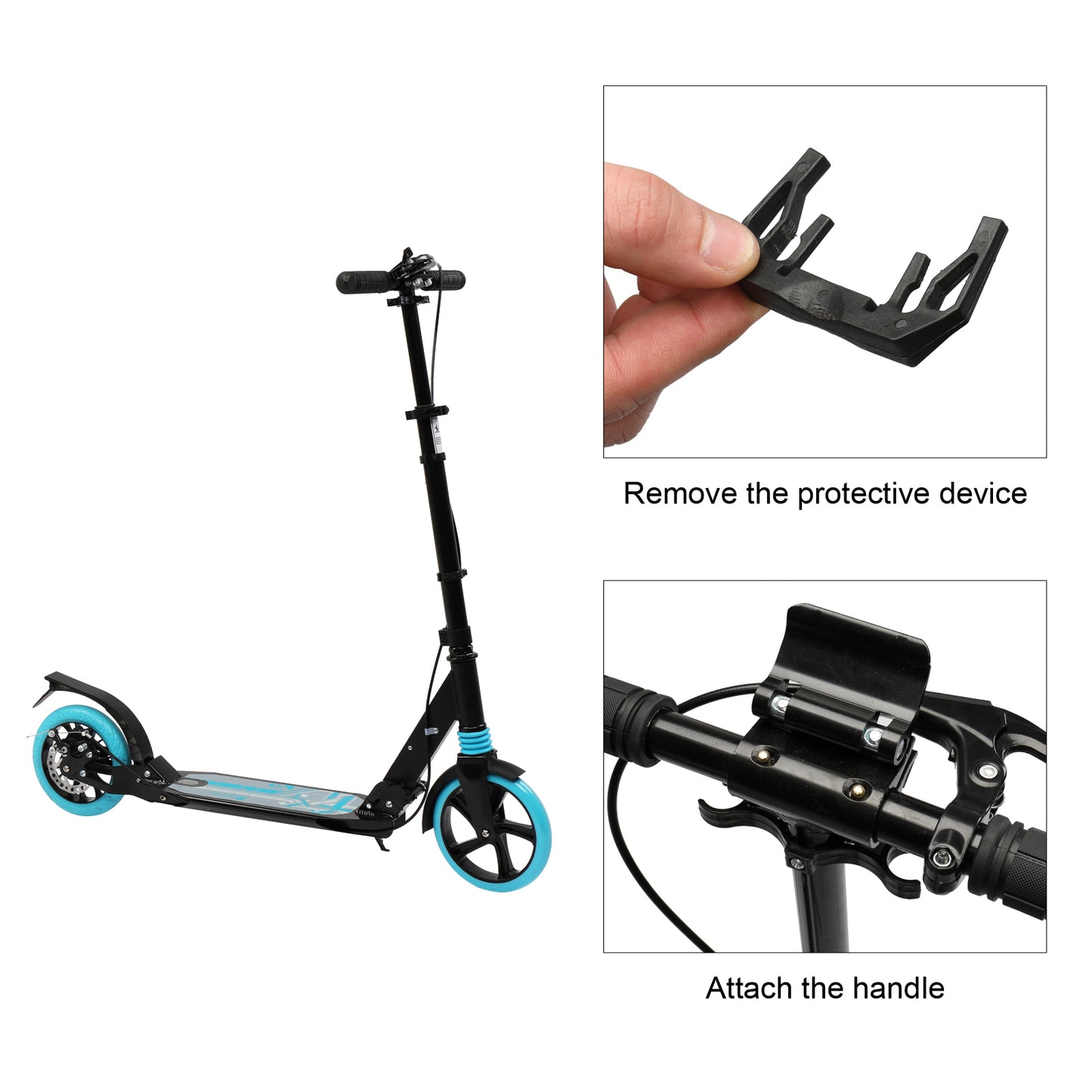 Scooter aikuisille ja nuorille, 3 korkeussäädettävää, helposti taittuva, kaksoisvaimennin