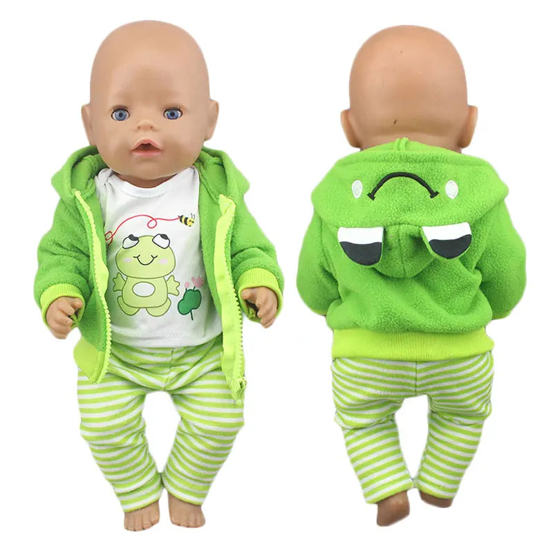Söpöt sammakkopuvut, jotka sopivat 43 cm:n vauvanukeille 17 tuuman Reborn Baby Doll -vaatteille