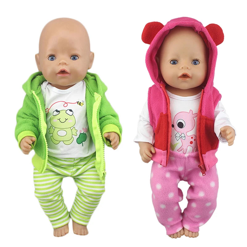 Söpöt sammakkopuvut, jotka sopivat 43 cm:n vauvanukeille 17 tuuman Reborn Baby Doll -vaatteille