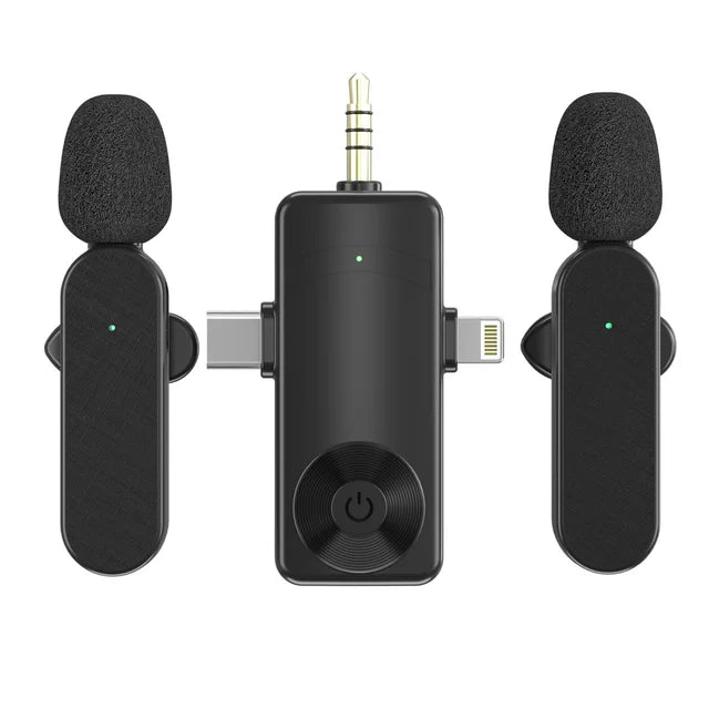 3-in-1 Langaton Lavalier-mikrofoni – Plug and Play – Älykäs Melunvaimennus – Mini-mikrofoni iPhonelle, Androidille ja Suoralähetyksiin