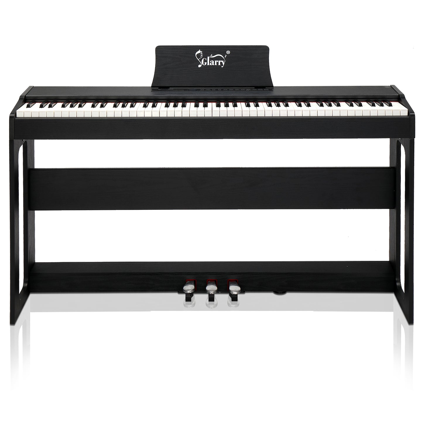 Glarry GDP-104 88 Keys Full Weighted Keyboard Digital Piano with Furniture Stand, Power Adapter, Triple Pedals, Headphones - Black