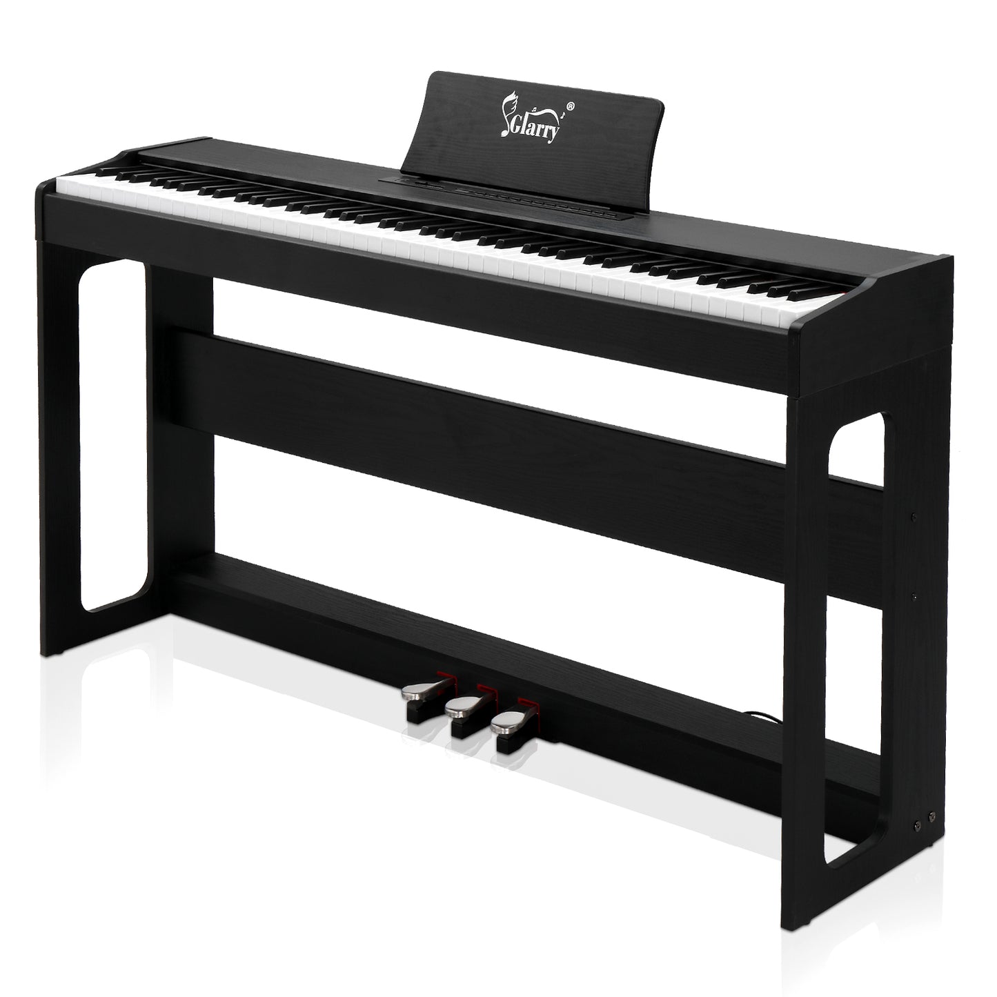 Glarry GDP-104 88 Keys Full Weighted Keyboard Digital Piano with Furniture Stand, Power Adapter, Triple Pedals, Headphones - Black