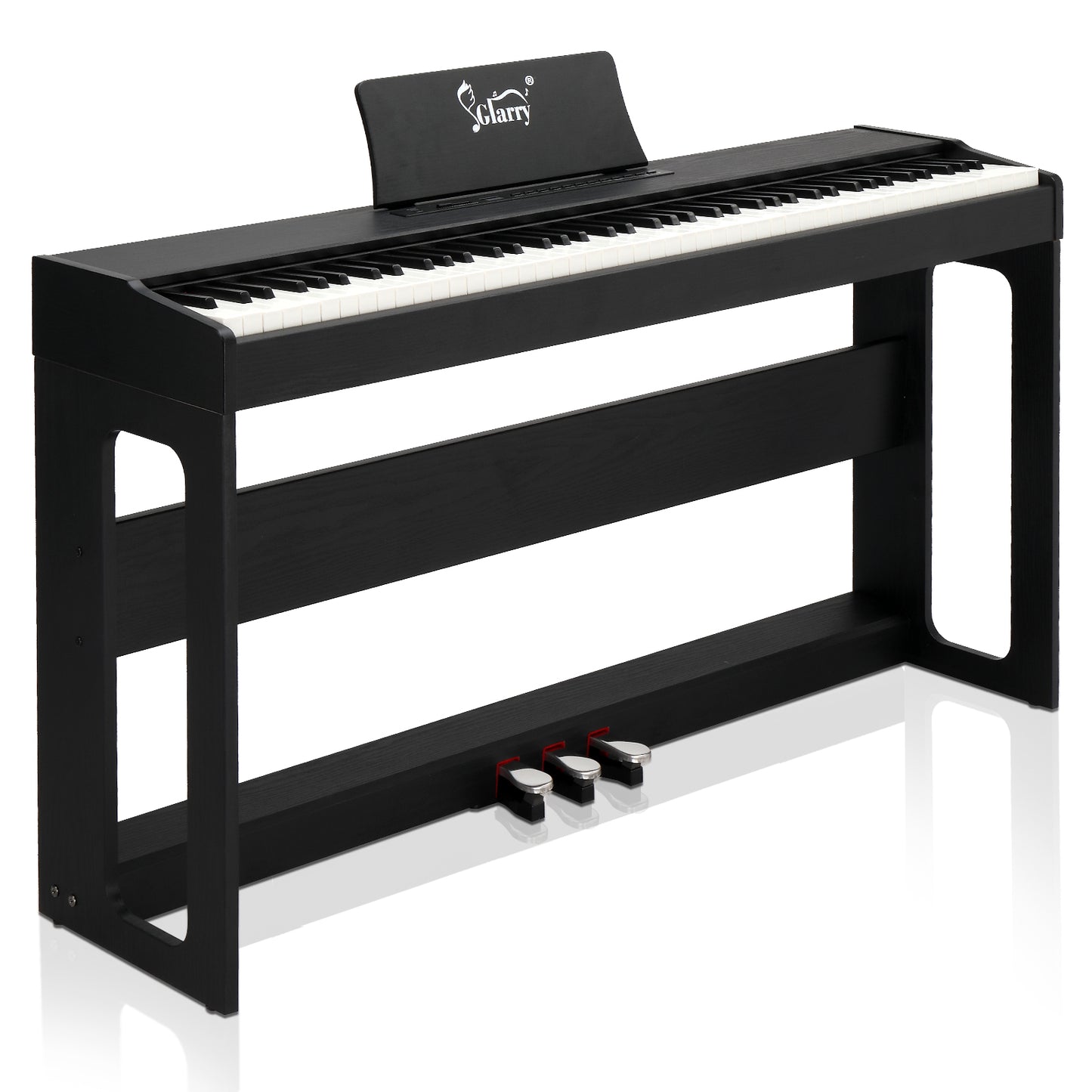 Glarry GDP-104 88 Keys Full Weighted Keyboard Digital Piano with Furniture Stand, Power Adapter, Triple Pedals, Headphones - Black