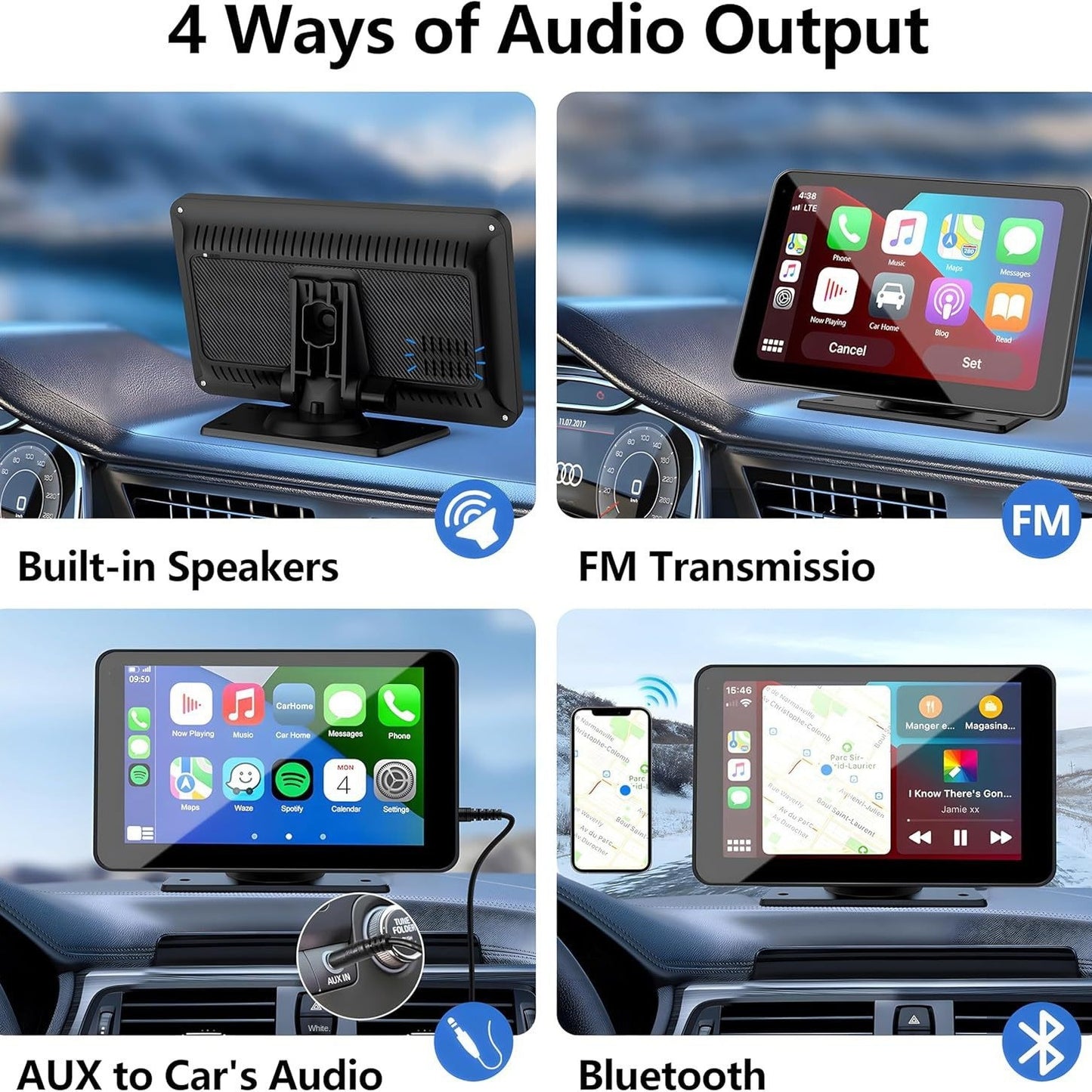 7 tuuman langaton CarPlay kannettava auton Bluetooth MP5-soitin, multimedia-Android-heijastus ja navigointilaite