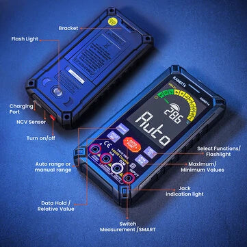 US/EU Direct KAIWEETS KM601S Älykäs Yleismittari True RMS 10000 Laskee 1200mAh Ladattava Akku AC/DC Jännitevastus Kapasitanssi Testeri