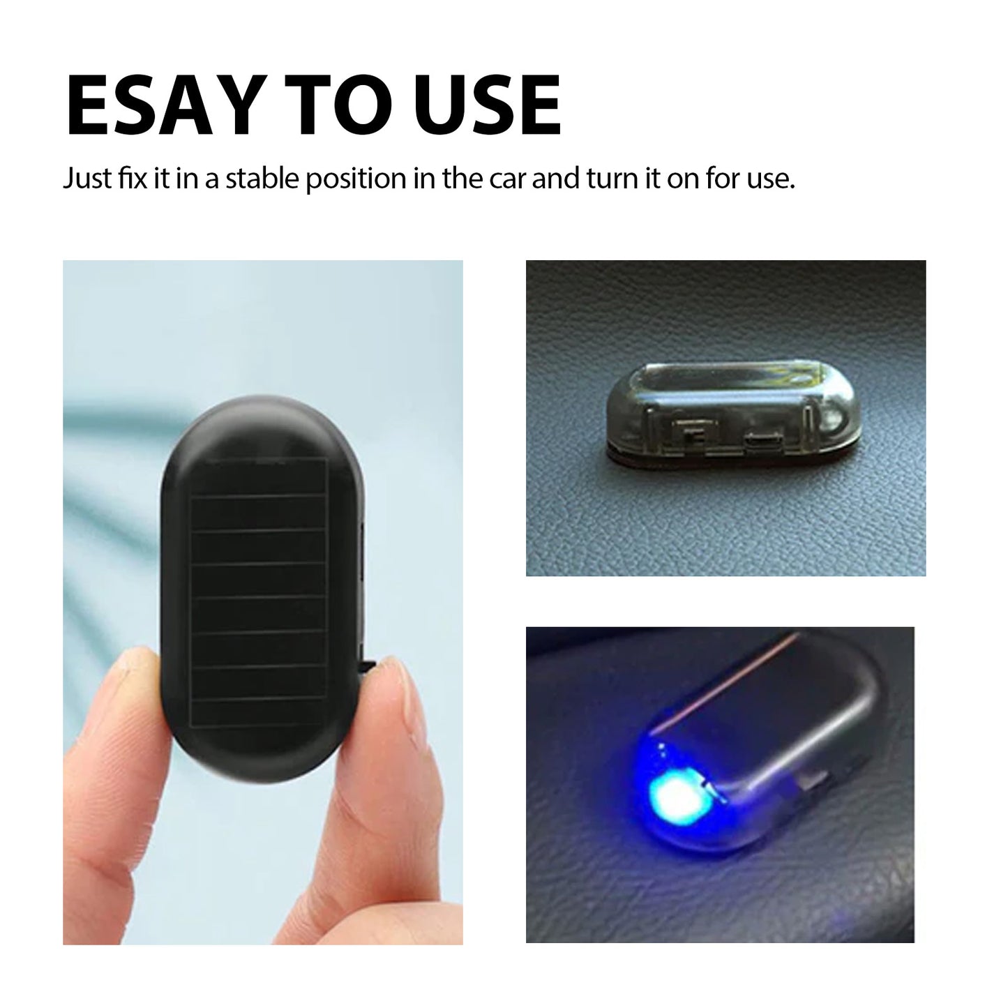 Varkausesto laite autoon, LED-auton johdotuksen räpäytysvalo hälytyksellä