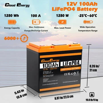 Pilvienergia 12V 100Ah LiFePO4 Litium-akku