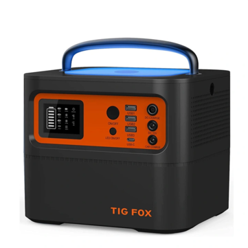 TIG FOX T500 540Wh 500W Kannettava Virtasäiliö – AC/USB/Type-C Portit, Nopea Lataus, Aurinkovoimalla Toimiva Generaattori Kotikäyttöön ja Ulkoiluun