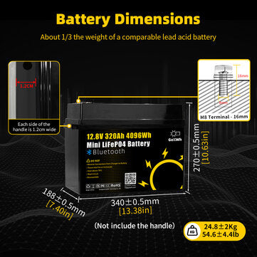 Gokwh 12V 320AH LiFePO4 Lithium Battery - 4096Wh, 200A BMS, 8000+ Syvää Latauskertaa, Bluetooth - Täydellinen RV-, Meri- ja Kotienergian Varastointiin