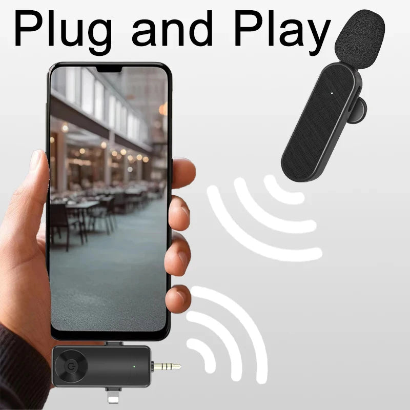 3-in-1 Langaton Lavalier-mikrofoni – Plug and Play – Älykäs Melunvaimennus – Mini-mikrofoni iPhonelle, Androidille ja Suoralähetyksiin