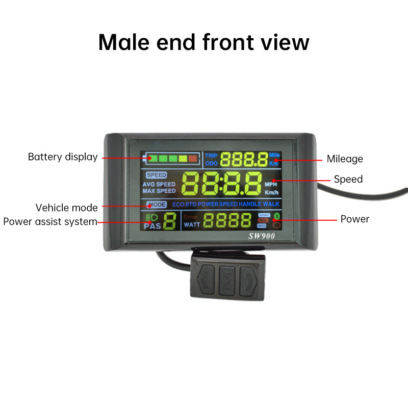 SW900 LCD - näyttö nopeuden ja tiedonseurantaan (5/6-pin)