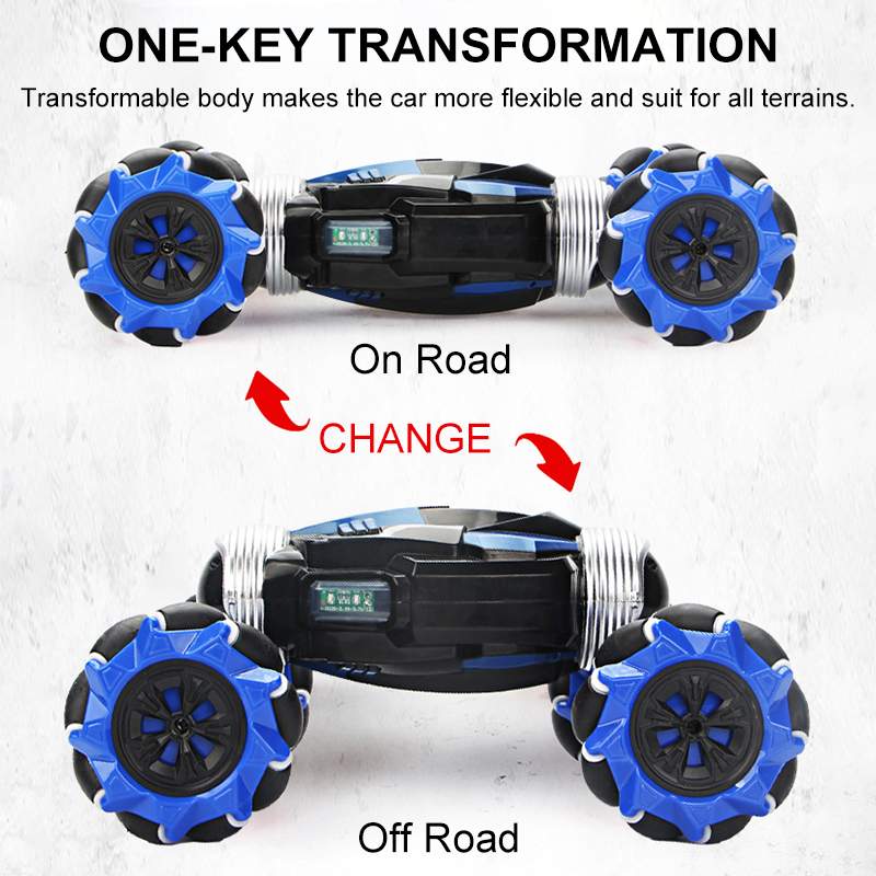 RC-auto 4WD kauko-ohjattava stunt-auto, eleohjaus, kiertävä maastoajoneuvo, driftaus RC-lelu valojen ja musiikin kanssa