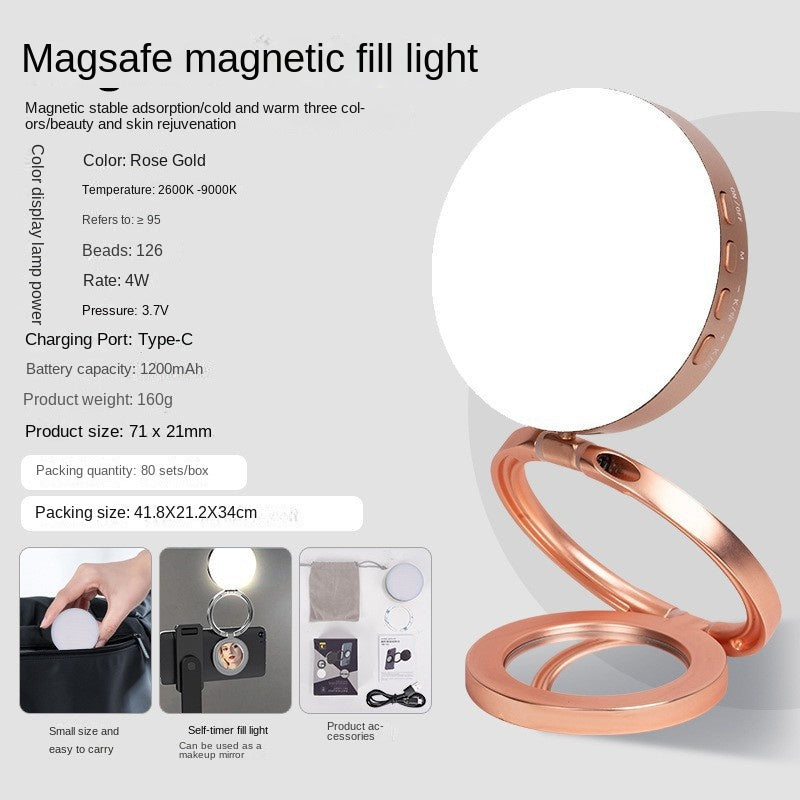 Uusi YSH-126 LED Magneettinen Puhelimen Täytevalo Valokuvauslamppu Pöytäkone Videoneuvotteluihin, Suoratoistoon ja Taskukäyttöön – Peilivalo