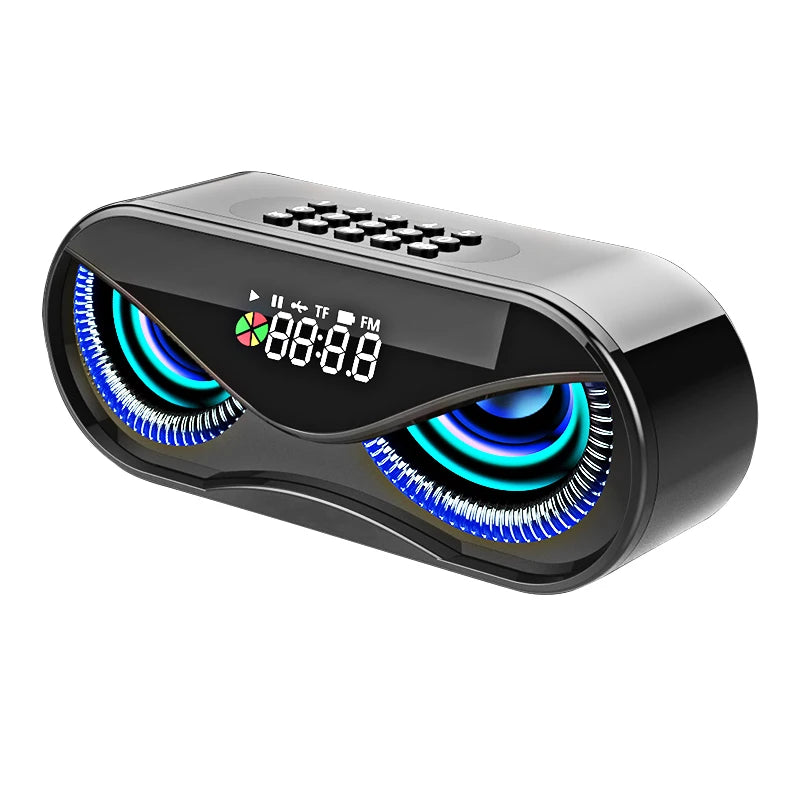 M6 Siisti Pöllömuotoilu Bluetooth-kaiutin – LED-valoilla, langaton kaiutin, FM-radio, herätyskello, TF-korttituki ja kappaleiden valinta numeron mukaan