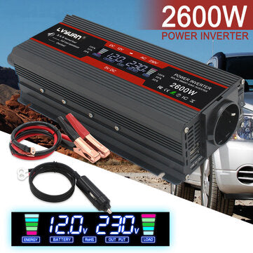 Lvyuan Car Power Inverter 1000W (2600W Peak) - Tehokas Autolaturi Ulkokäyttöön