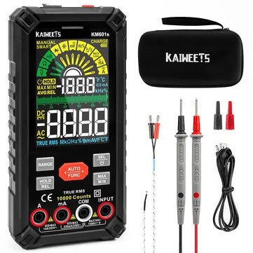 US/EU Direct KAIWEETS KM601S Älykäs Yleismittari True RMS 10000 Laskee 1200mAh Ladattava Akku AC/DC Jännitevastus Kapasitanssi Testeri