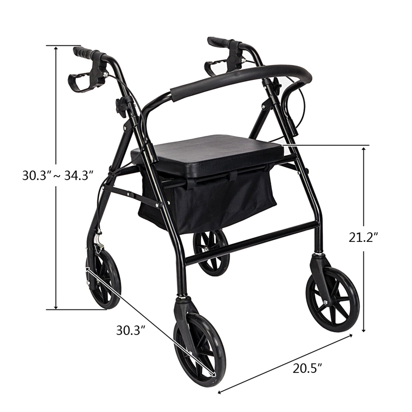 Steel Walker with Wheels Black – Rollaattori Musta