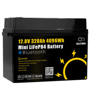 Gokwh 12V 320AH LiFePO4 Lithium Battery - 4096Wh, 200A BMS, 8000+ Syvää Latauskertaa, Bluetooth - Täydellinen RV-, Meri- ja Kotienergian Varastointiin